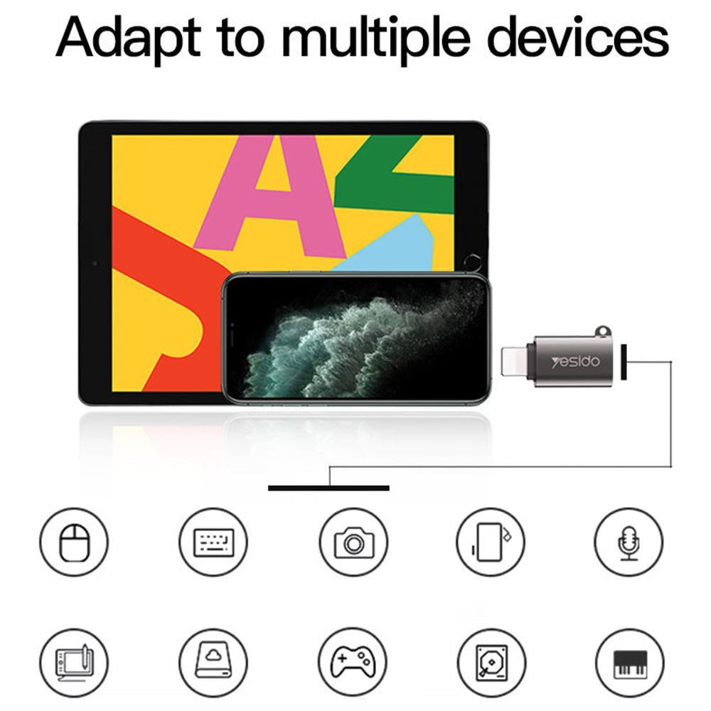 Adaptor OTG Lightning - USB-A Yesido GS14, Crni