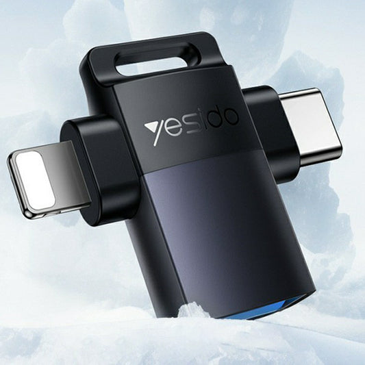 Adaptor OTG Lightning / USB-C - USB-A Yesido GS35, Sivi