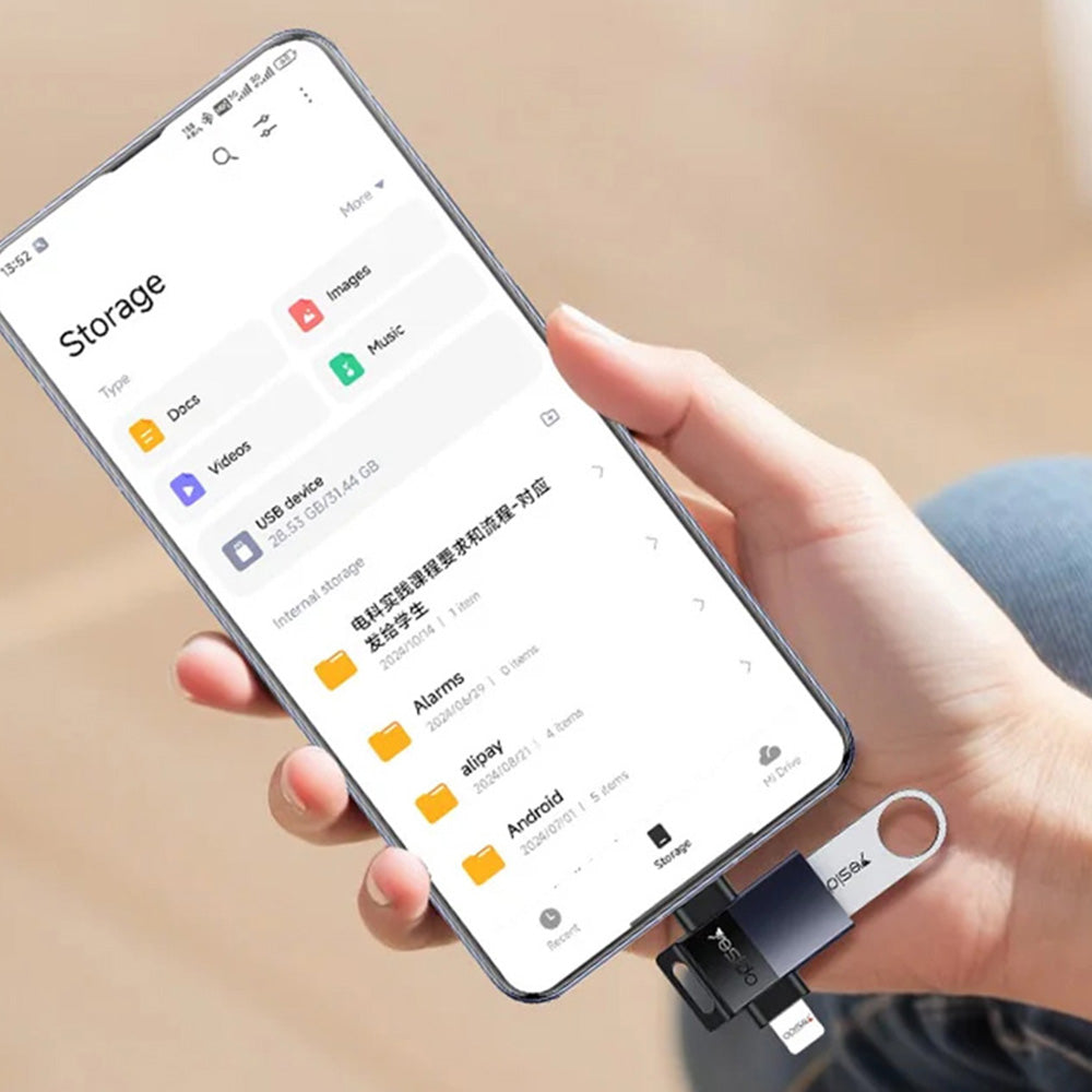 Adaptor OTG Lightning / USB-C - USB-A Yesido GS35, Sivi