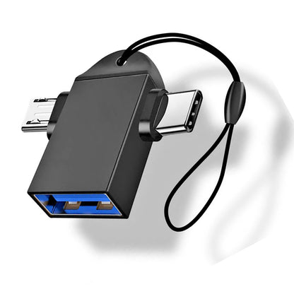 Adaptor OTG microUSB / USB-C - USB-A Techsuit A16 TwoVoltX, Crni
