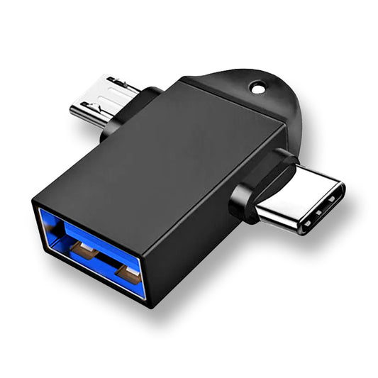 Adaptor OTG microUSB / USB-C - USB-A Techsuit A16 TwoVoltX, Crni