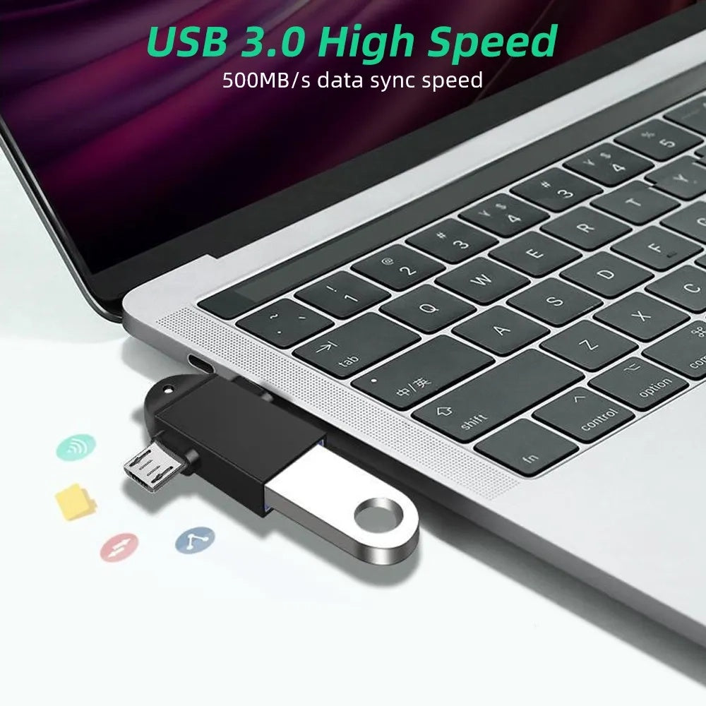 Adaptor OTG microUSB / USB-C - USB-A Techsuit A16 TwoVoltX, Crni
