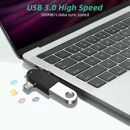 Adaptor OTG microUSB / USB-C - USB-A Techsuit A16 TwoVoltX, Crni