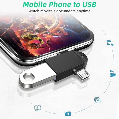 Adaptor OTG microUSB / USB-C - USB-A Techsuit A16 TwoVoltX, Crni