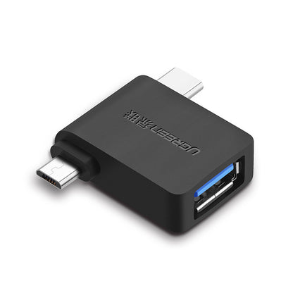 Adapter OTG microUSB / USB-C - USB-A UGREEN U30453, Crni