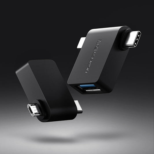 Adapter OTG microUSB / USB-C - USB-A UGREEN U30453, Crni