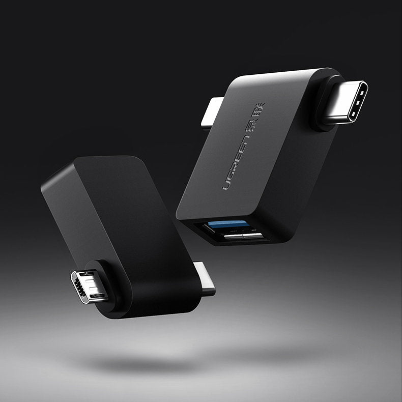 Adapter OTG microUSB / USB-C - USB-A UGREEN U30453, Crni