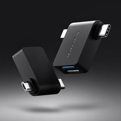 Adapter OTG microUSB / USB-C - USB-A UGREEN U30453, Crni
