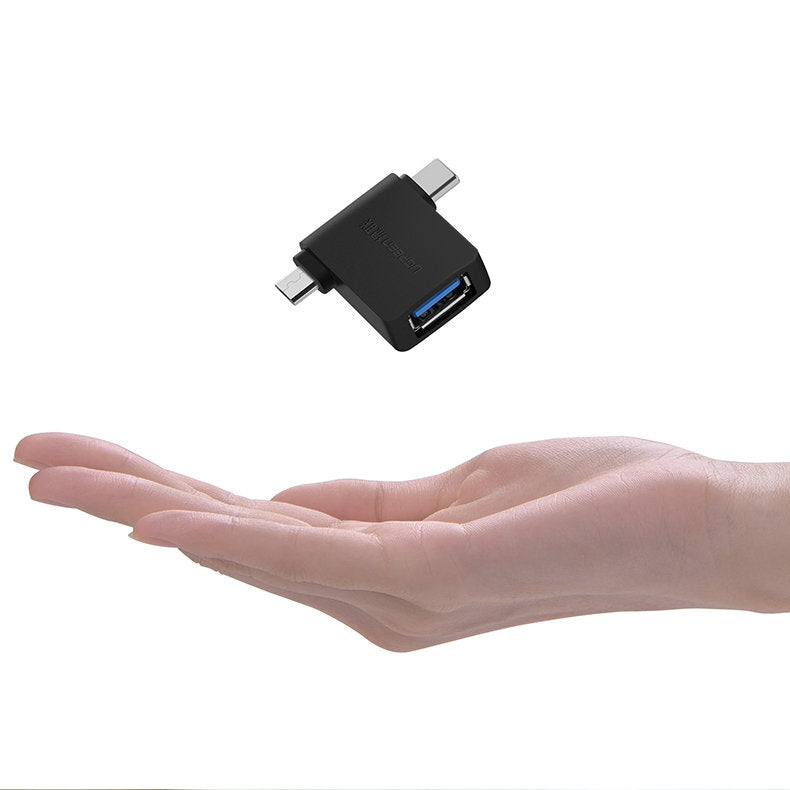 Adapter OTG microUSB / USB-C - USB-A UGREEN U30453, Crni