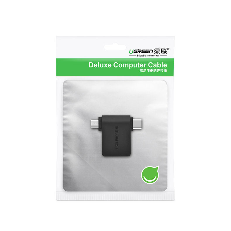 Adapter OTG microUSB / USB-C - USB-A UGREEN U30453, Crni