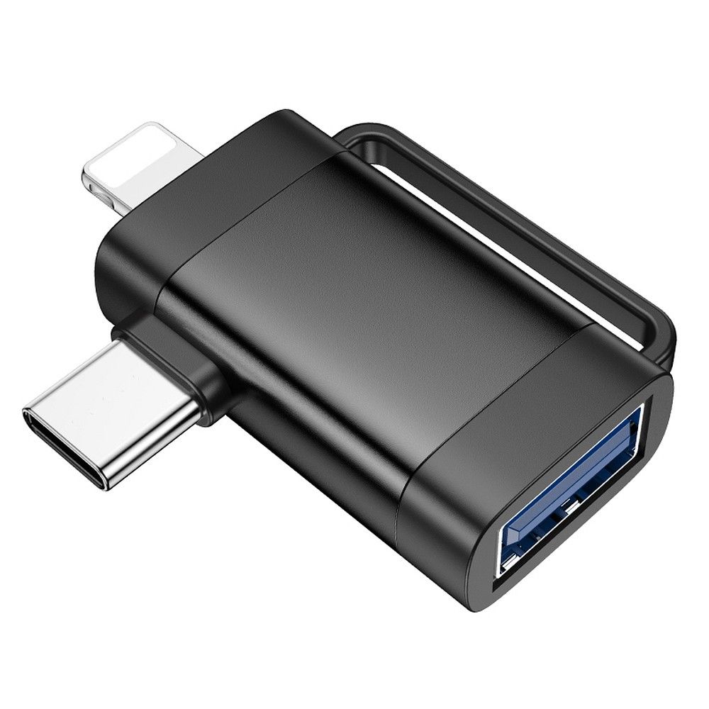 OTG adapter USB-C / Lightning - USB-A HOCO UA31F, Crni
