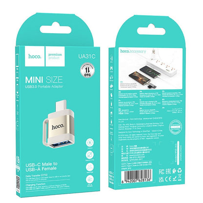 OTG adapter USB-C - USB-A HOCO UA31C, Sivi