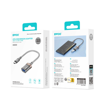 Adaptor OTG USB-C - USB-A BWOO BZ69, Sivi