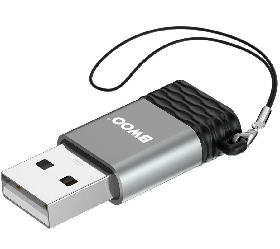 USB-C - USB-A Adapter za prenos podataka i punjenje BWOO BZ-38, Siva