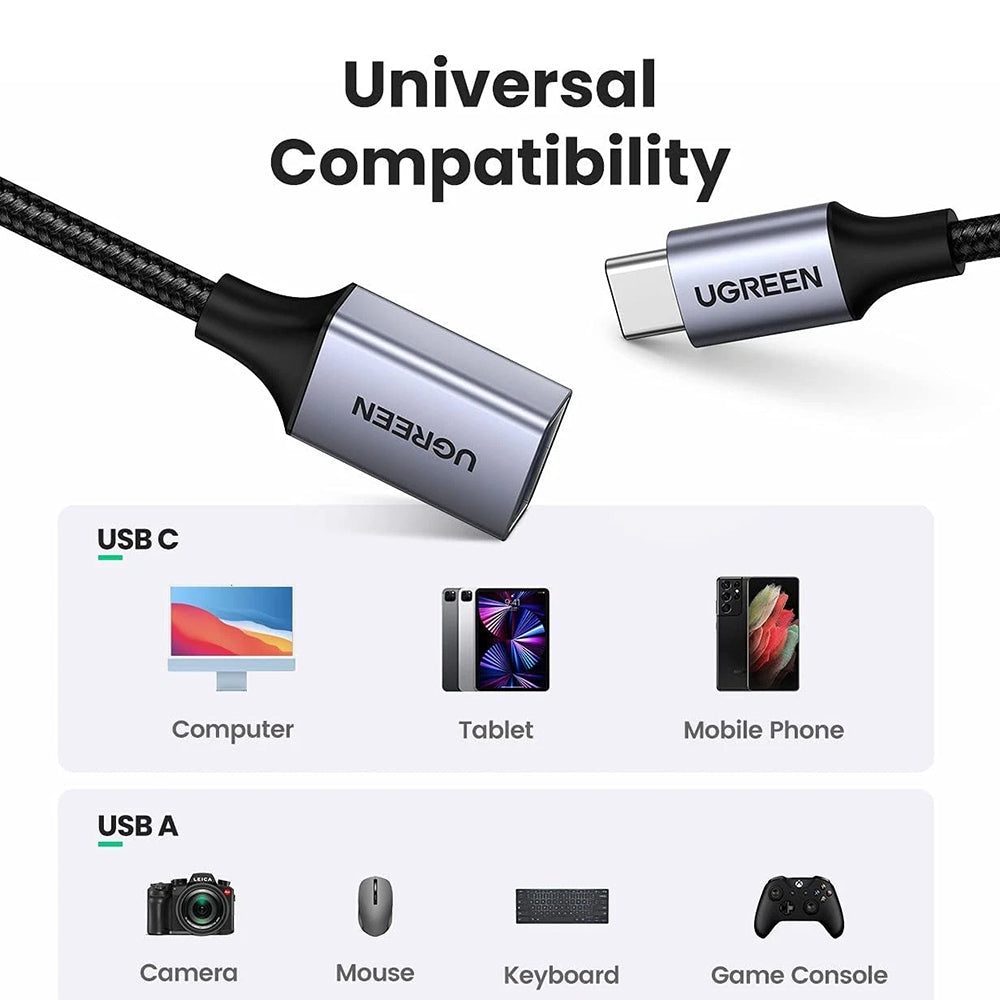 OTG adapter USB-C - USB-A UGREEN US378 (70889), Siva