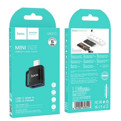 OTG adapter USB-C - USB-A HOCO UA31C, Crni
