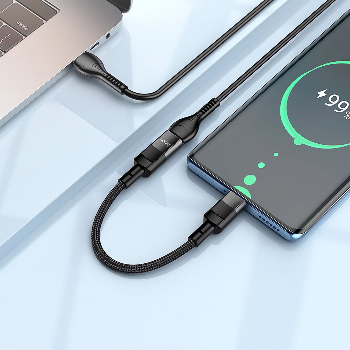 Adapter za prijenos podataka i punjenje Lightning - USB-C HOCO U107, 0.1m, Crni
