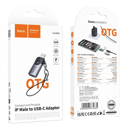 USB-C - Lightning adapter za prenos podataka i punjenje HOCO UA46A, siva