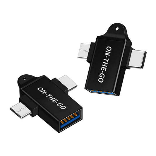 OTG adapter microUSB / USB-C - USB-A Techsuit A15 AluCoreX, Crni