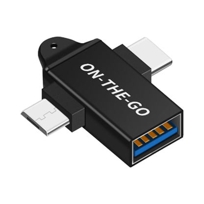 OTG adapter microUSB / USB-C - USB-A Techsuit A15 AluCoreX, Crni