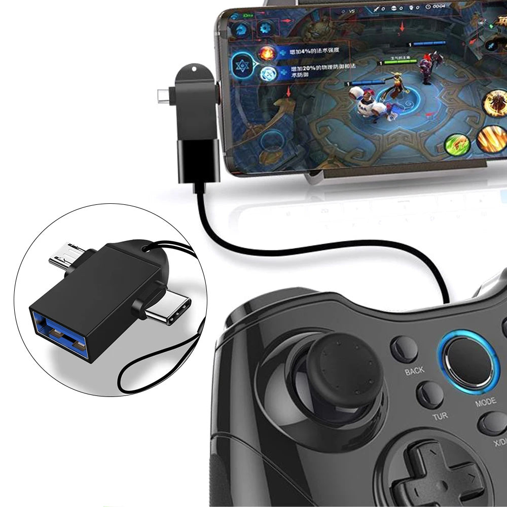 OTG adapter microUSB / USB-C - USB-A Techsuit A15 AluCoreX, Crni