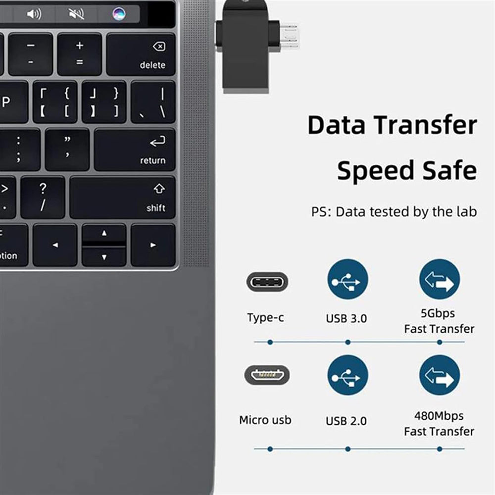 OTG adapter microUSB / USB-C - USB-A Techsuit A15 AluCoreX, Crni