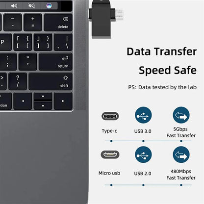 OTG adapter microUSB / USB-C - USB-A Techsuit A15 AluCoreX, Crni