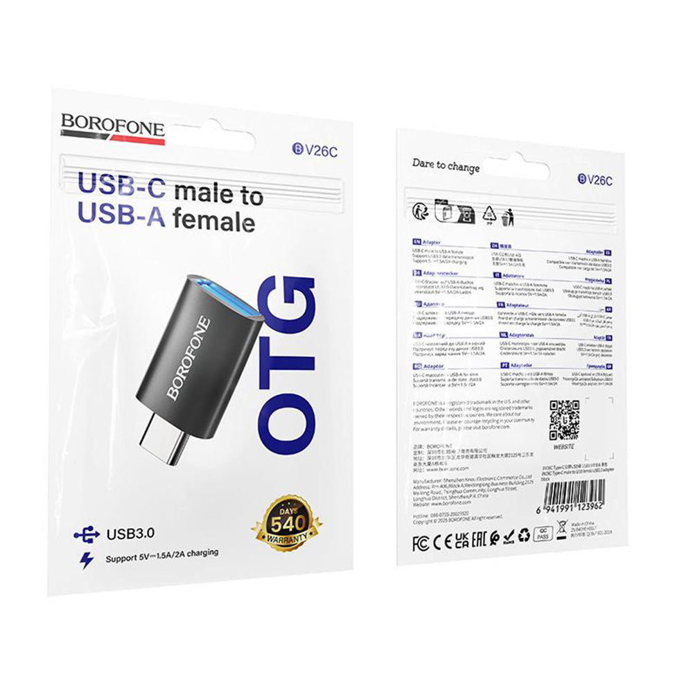 OTG adapter USB-C - USB-A Borofone BV26C, Crna