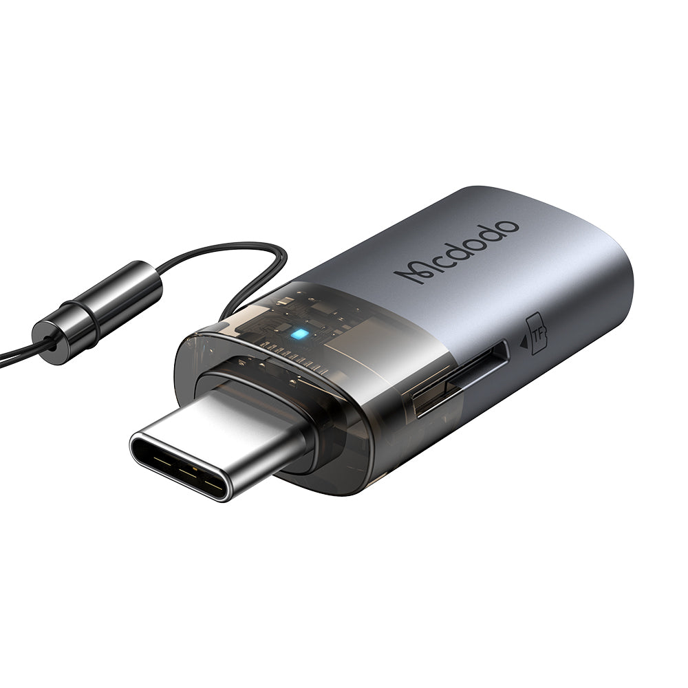 Čitač kartica USB-C McDodo OT-7600, USB-A (OTG) - microSD, Crni