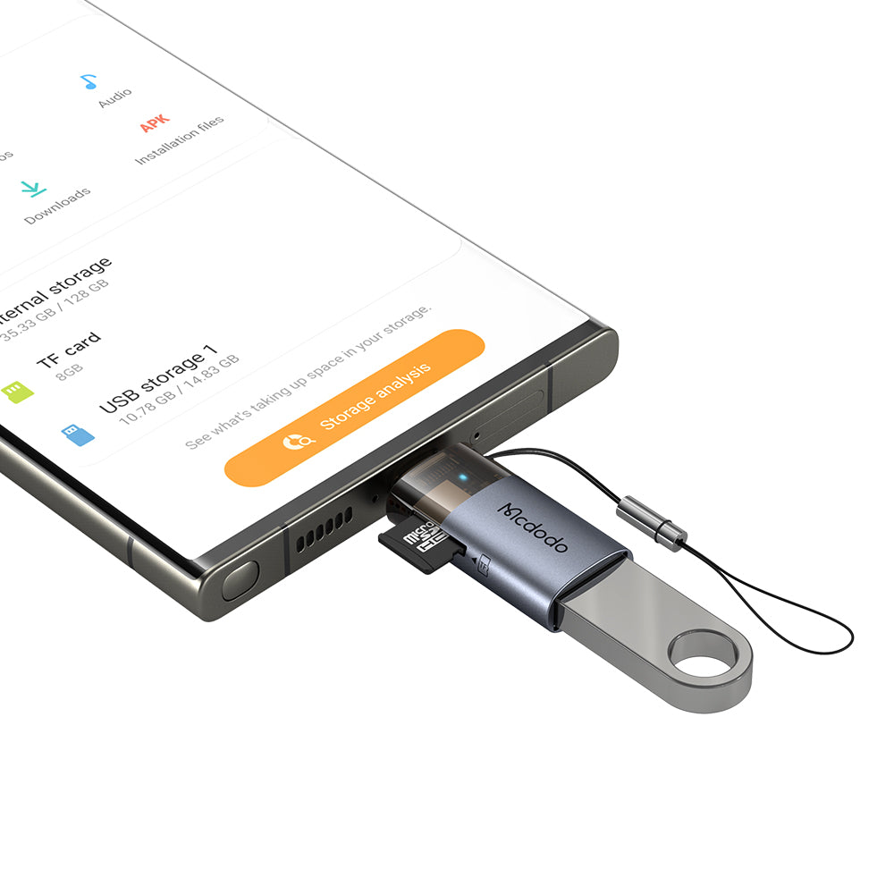 Čitač kartica USB-C McDodo OT-7600, USB-A (OTG) - microSD, Crni