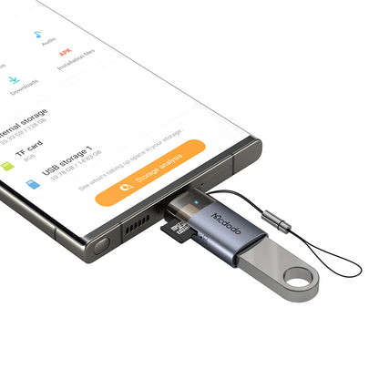 Čitač kartica USB-C McDodo OT-7600, USB-A (OTG) - microSD, Crni