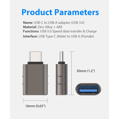 Adaptor OTG USB-C - USB-A Techsuit A10 SlateVolt, Sivi