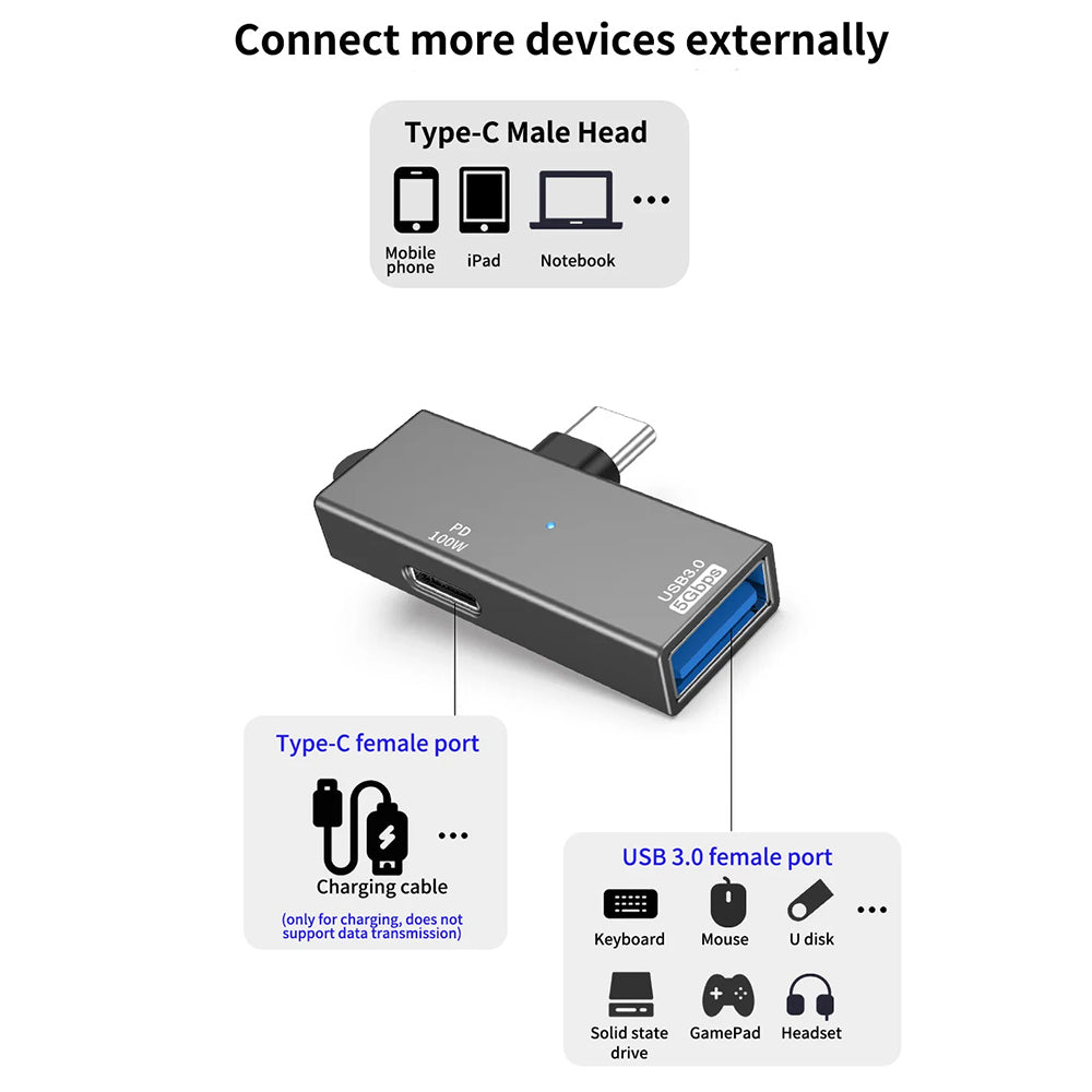 Adaptor OTG USB-C - USB-A Techsuit A21, Sivi