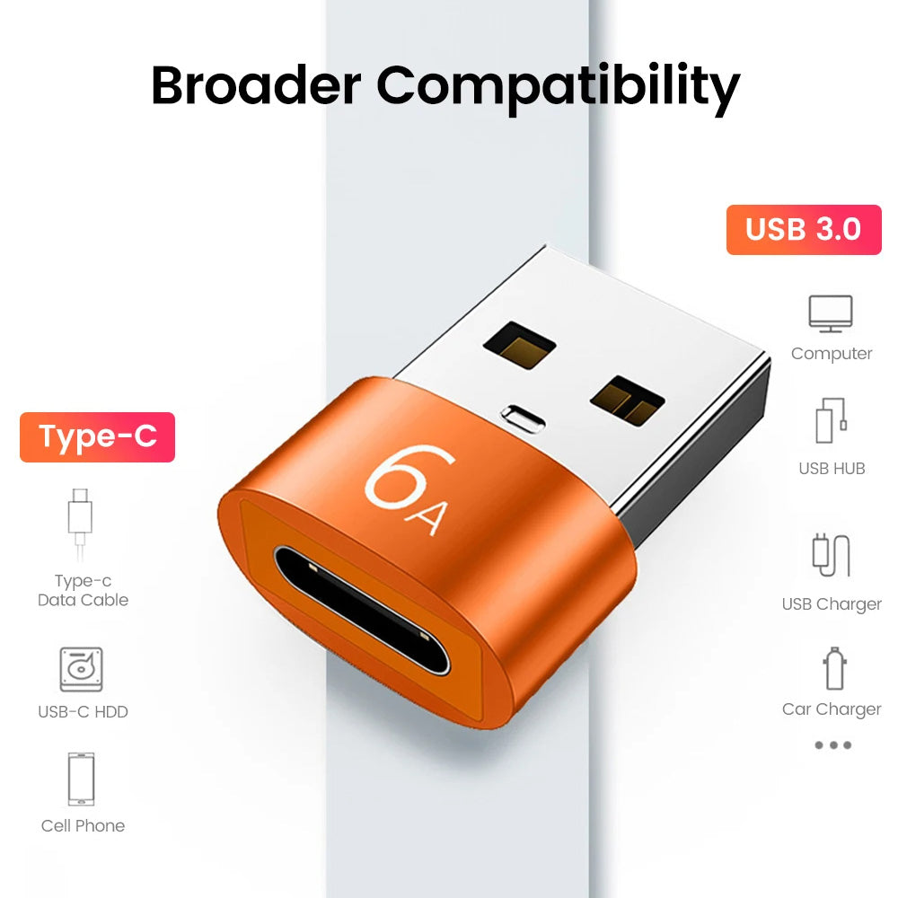 Adapter za podatke i punjenje USB-C - USB-A Techsuit A4 HyperPort, Crno-Narandžasti