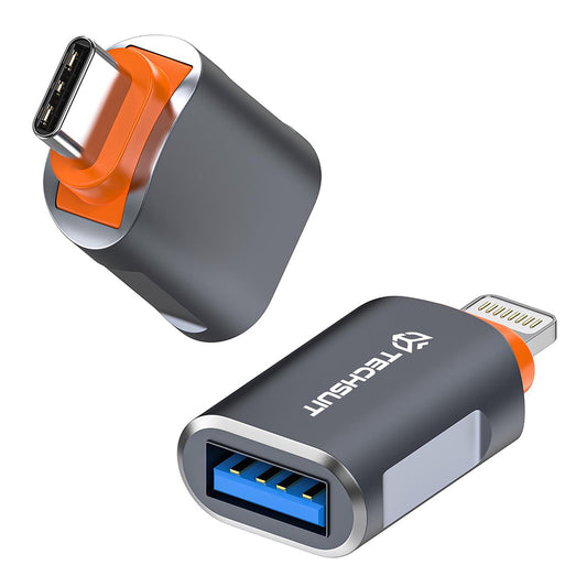 Adaptor OTG USB-C - USB-A Techsuit A9 SlateVolt, Sivi Narandžasti