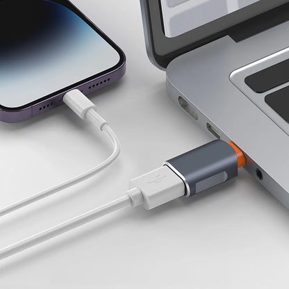 Adaptor OTG USB-C - USB-A Techsuit A9 SlateVolt, Sivi Narandžasti