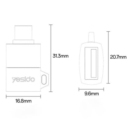 Adaptor OTG USB-C - USB-A Yesido GS31, Sivi