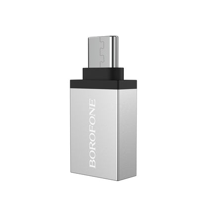 OTG adapter USB-A - USB-C Borofone BV3, Srebrni