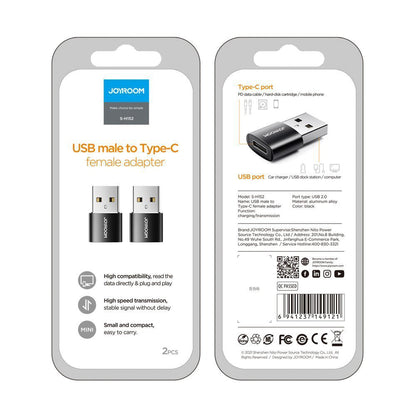 Adapter za podatke i punjenje USB-C - USB-A Joyroom S-H152, Set 2 komada, Crna