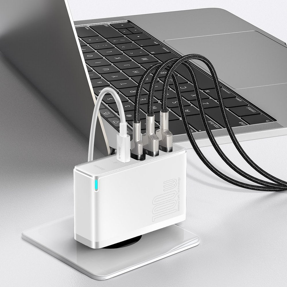 Punjač Baseus GaN2 Pro, 100W, 3A, 2 x USB-A - 2 x USB-C, Bijeli CCGAN2P-L02