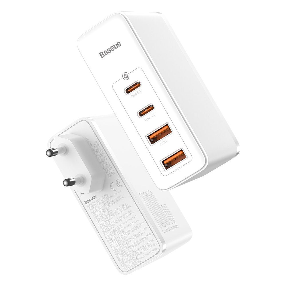 Punjač Baseus GaN2 Pro, 100W, 3A, 2 x USB-A - 2 x USB-C, Bijeli CCGAN2P-L02