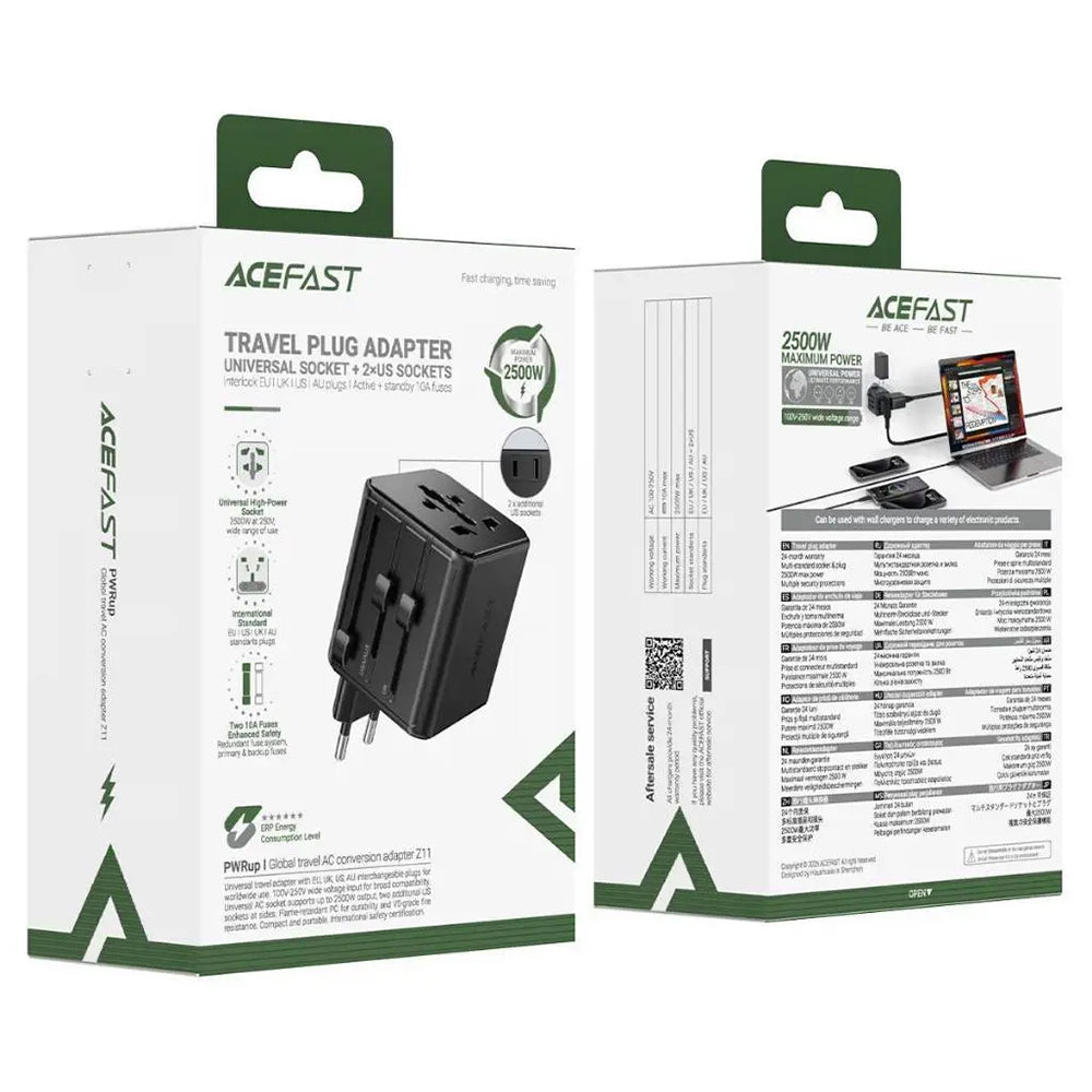 Acefast Z11 Travel mrežni adapter, crni