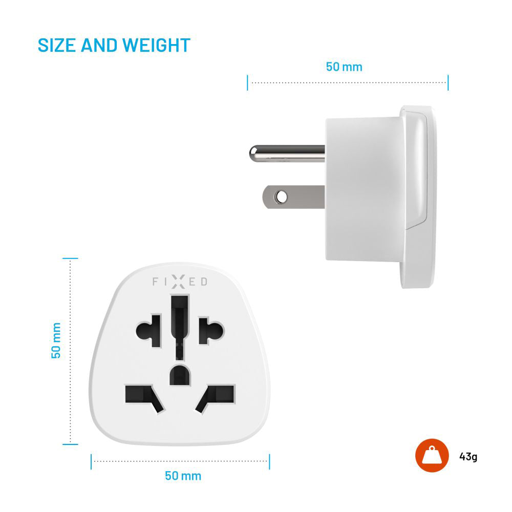 Adaptor Mreže Fixed EU / UK / USA - US, Beli