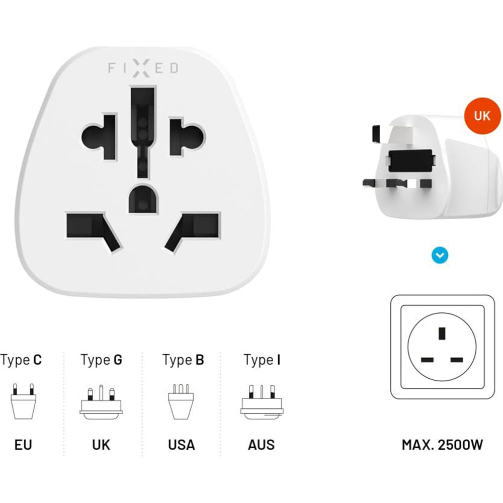 Adaptor Mreže Fixed EU / US / AUS - UK, Beli