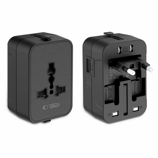 Adapter za mrežu Tech-Protect TA300 Travel EU / UK / US / AU, Crni