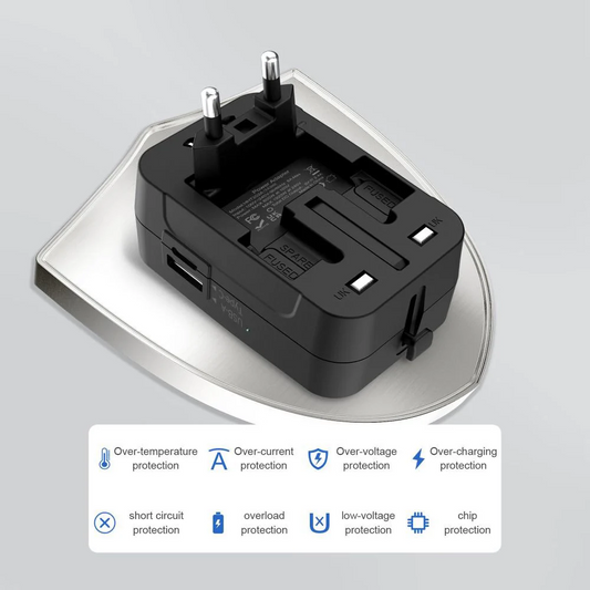 Adapter za mrežu Tech-Protect TA300 Travel EU / UK / US / AU, Crni