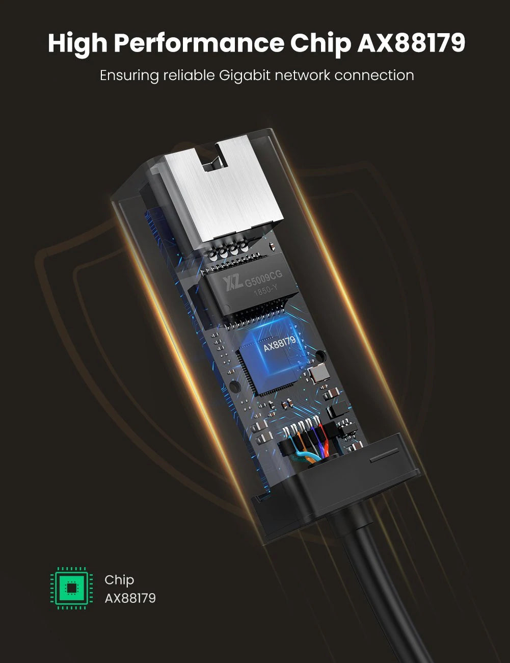 Mrežna ploča UGREEN CR111, RJ45, USB 3.0, Crna