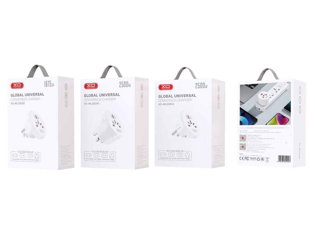 Adapter za mrežu XO Design WL23 US / UK / AU / FI / CN - Evropa, Beli