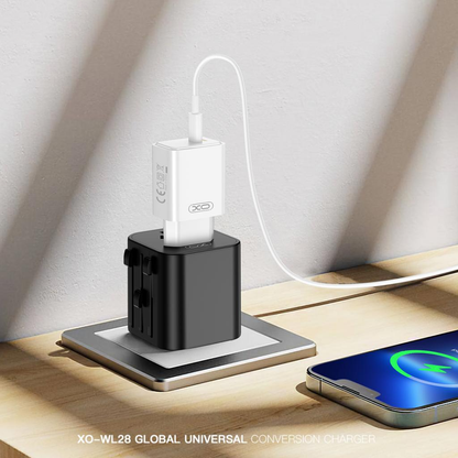 Adaptor mreže XO Design WL28 Travel US / UK / AU / CN / EU, Crni