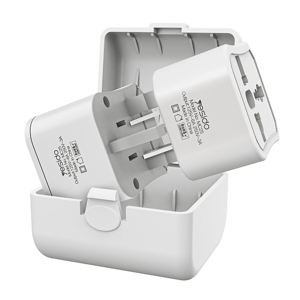 Adaptor mreže Yesido MC25 Travel CN/ US / EU / UK, Beli